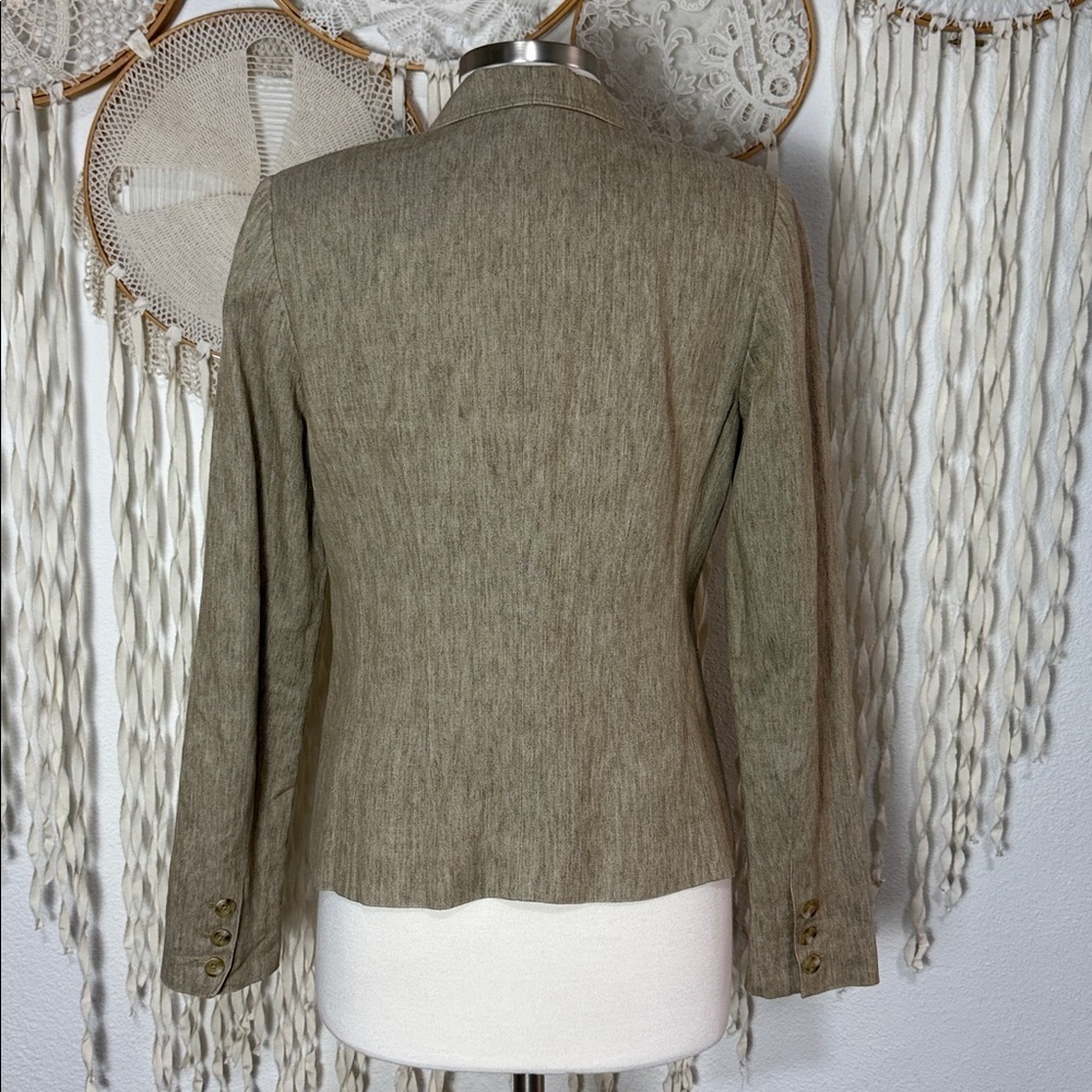 Vince Tan Linen Cotton Blend Blazer Size 10 - Picture 4 of 11